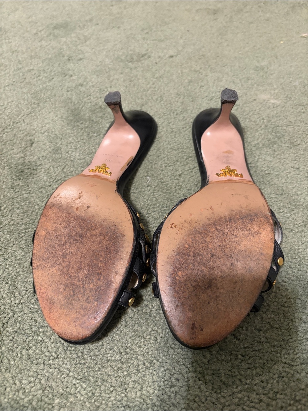 Prada Black Leather Studded Knot Mules (They fit my 7.5-8 foot) - Picture 4 of 4